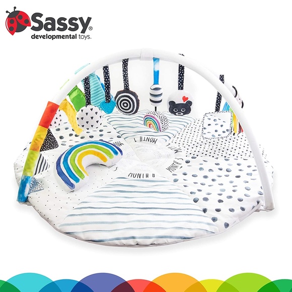 Sassy Stages STEM Developmental Play Gym, Sensory Tummy Time Activity Play Mat - Picture 7 of 10